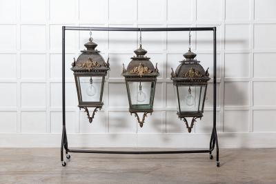 Large French 19thC Style Bronze Iron Lanterns