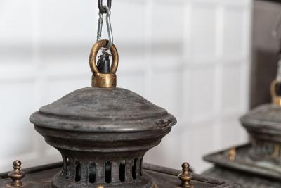 Large French 19thC Style Bronze Iron Lanterns