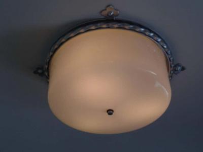 Large French 40s Modern Neoclassical Flush Mount Fixture