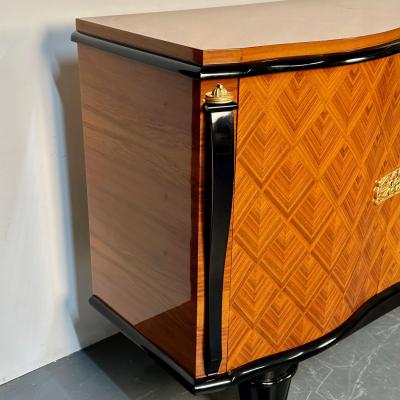 Large French Art Deco Marquetry Sideboard Buffet Rosewood Walnut Marquetry