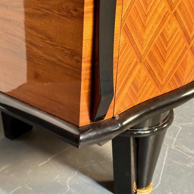 Large French Art Deco Marquetry Sideboard Buffet Rosewood Walnut Marquetry