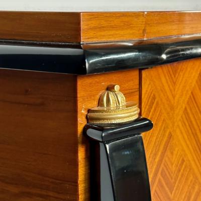 Large French Art Deco Marquetry Sideboard Buffet Rosewood Walnut Marquetry