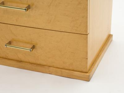 Large French Art deco commode sycamore and brass handles 1940s