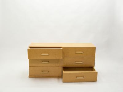 Large French Art deco commode sycamore and brass handles 1940s