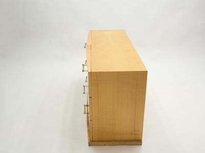 Large French Art deco commode sycamore and brass handles 1940s