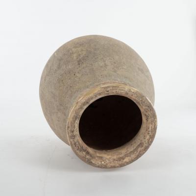 Large French Biot Jar with Yellow Glazed Rim