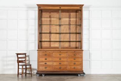 Large French Cherrywood Pharmacy Display Cabinet