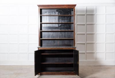 Large French Empire Mahogany Marble Bookcase Cabinet