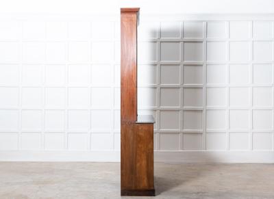 Large French Empire Mahogany Marble Bookcase Cabinet