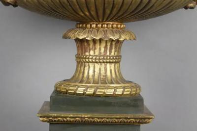 Large French Empire Patinated and Gilt Bronze Footed Bowl