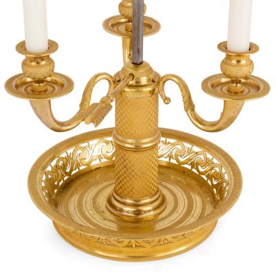 Large French Empire Style Gilt Bronze Bouillotte Lamp