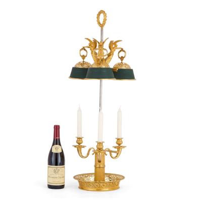Large French Empire Style Gilt Bronze Bouillotte Lamp