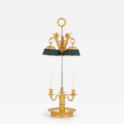 Large French Empire Style Gilt Bronze Bouillotte Lamp