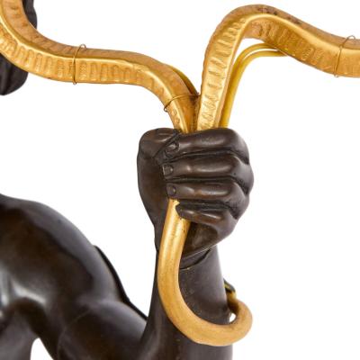 Large French Gilt Bronze Figural Wall Lights with Satyr Nymph