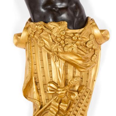 Large French Gilt Bronze Figural Wall Lights with Satyr Nymph