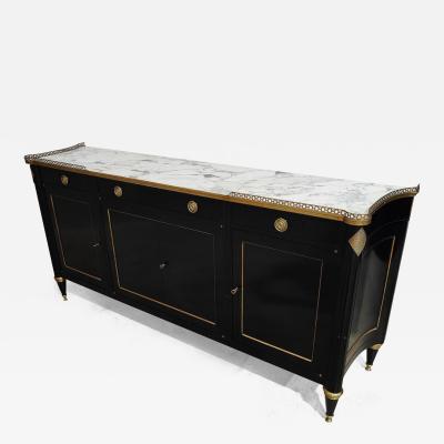 Large French Mercier Freres Ebonised Oak Mahogany Marble Credenza