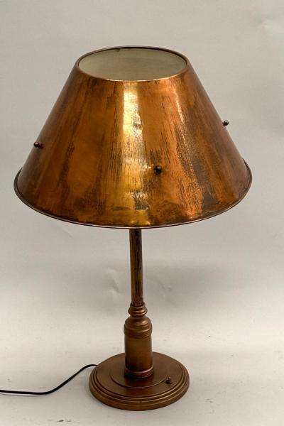 Large French Mid Century Modern Craftsman Copper Table Desk Lamp 1940