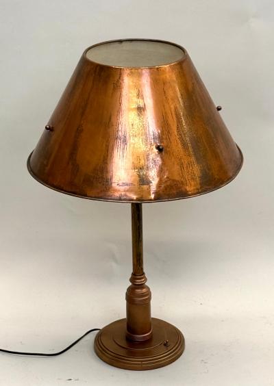 Large French Mid Century Modern Craftsman Copper Table Desk Lamp 1940