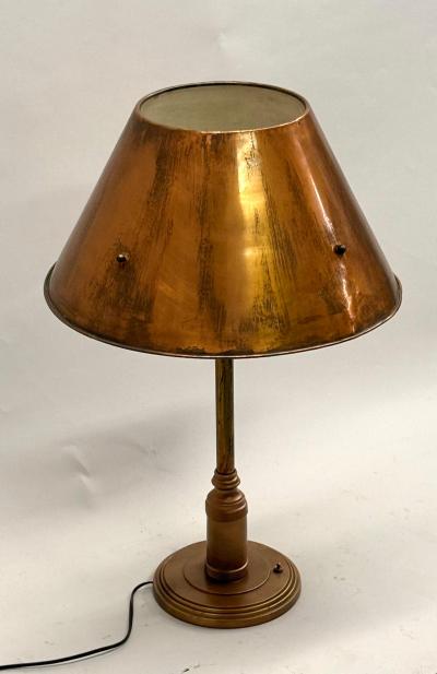 Large French Mid Century Modern Craftsman Copper Table Desk Lamp 1940