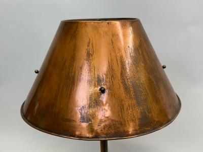 Large French Mid Century Modern Craftsman Copper Table Desk Lamp 1940