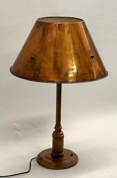 Large French Mid Century Modern Craftsman Copper Table Desk Lamp 1940