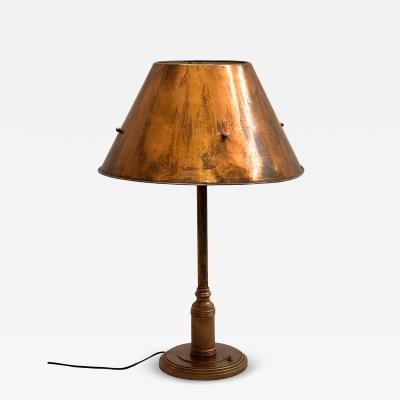 Large French Mid Century Modern Craftsman Copper Table Desk Lamp 1940