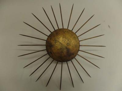 Large French Mid Century Modern Flush Mount or Chandelier in Form of Sunburst