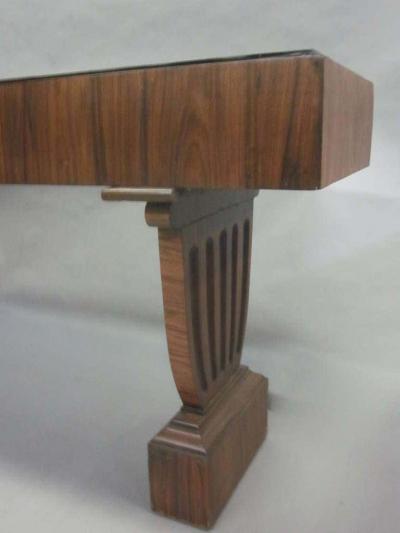 Large French Mid Century Modern Neoclassical Wood Console Sofa Table