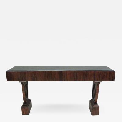 Large French Mid Century Modern Neoclassical Wood Console Sofa Table