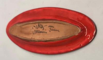 Large French Midcentury Oval Red Ceramic Serving Platter by Voltz Vallauris