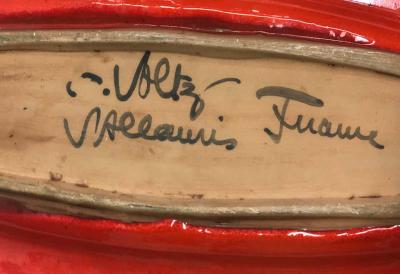 Large French Midcentury Oval Red Ceramic Serving Platter by Voltz Vallauris