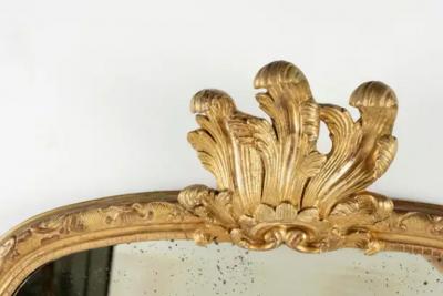 Large French Mirror with Cartouche and Original Glass