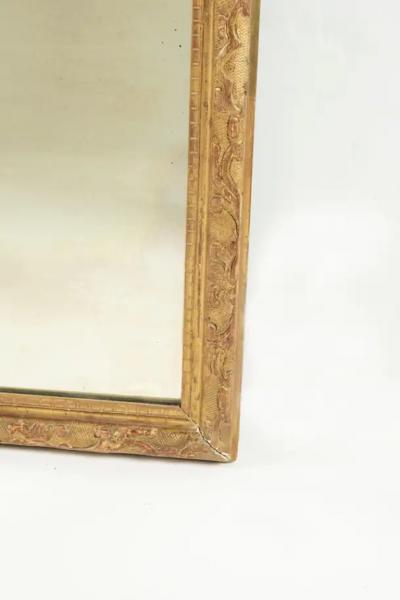 Large French Mirror with Cartouche and Original Glass