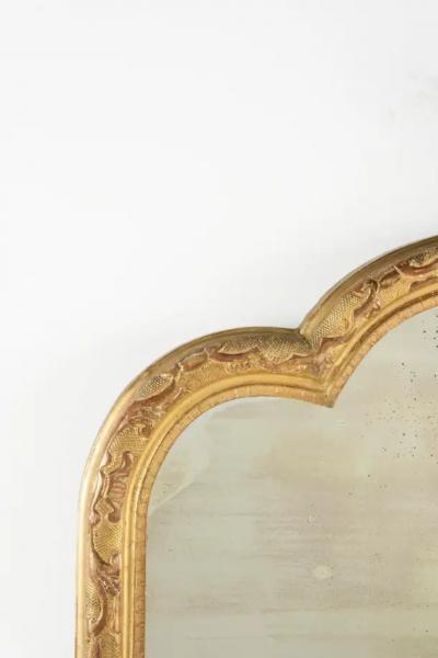 Large French Mirror with Cartouche and Original Glass