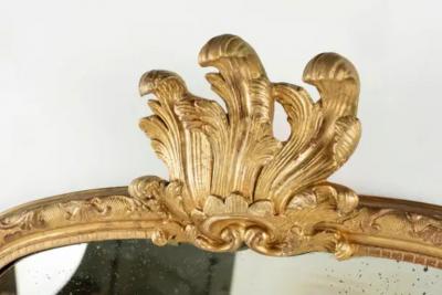 Large French Mirror with Cartouche and Original Glass