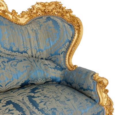 Large French Rococo Revival style giltwood sofa