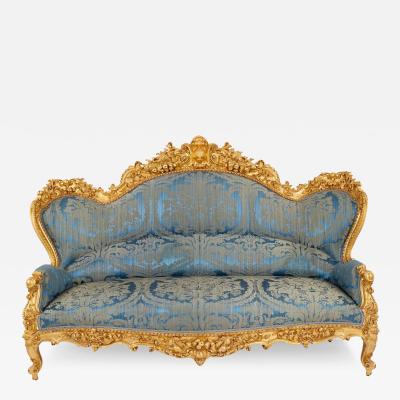 Large French Rococo Revival style giltwood sofa