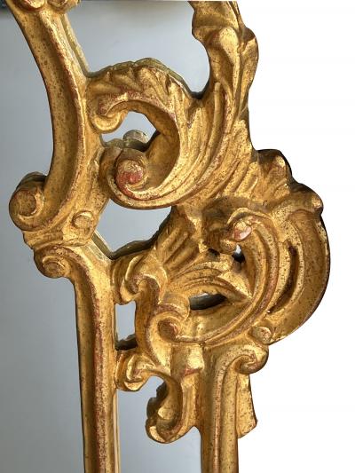Large French Rococo Style Carved Giltwood Wall Mirror with Rocaille Crest