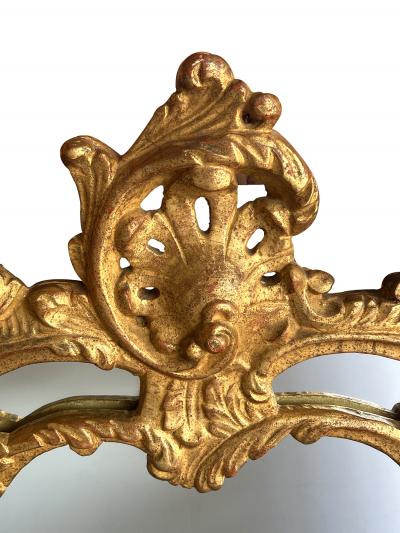 Large French Rococo Style Carved Giltwood Wall Mirror with Rocaille Crest