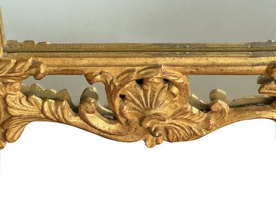 Large French Rococo Style Carved Giltwood Wall Mirror with Rocaille Crest