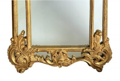 Large French Rococo Style Carved Giltwood Wall Mirror with Rocaille Crest