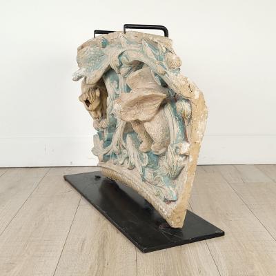 Large French Terracotta Fragment in the Gothic Style 18th century or earlier