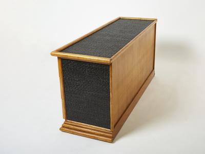 Large French bamboo rattan and brass chest of drawers 1960s