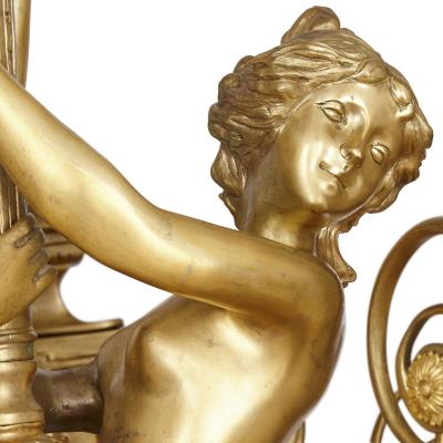 Large French gilt bronze wall sconces