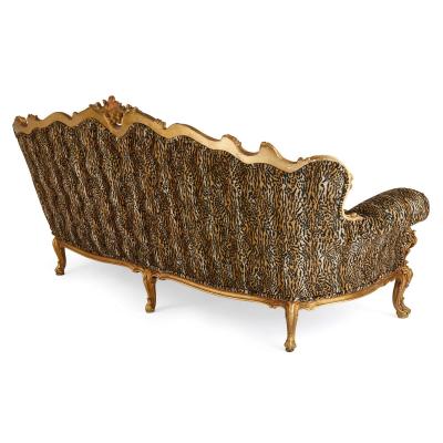 Large French giltwood ornate antique sofa