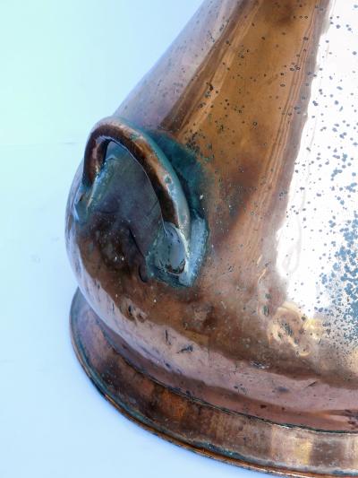 Large French hand hammered copper milk jug pitcher