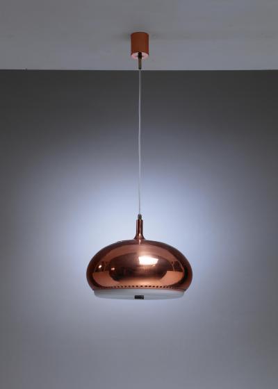 Large Full Copper Pendant Perforated Underneath Italy 1950s