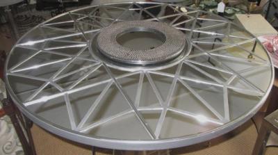 Large Geometric Form Wall Mirror with a Studded Center