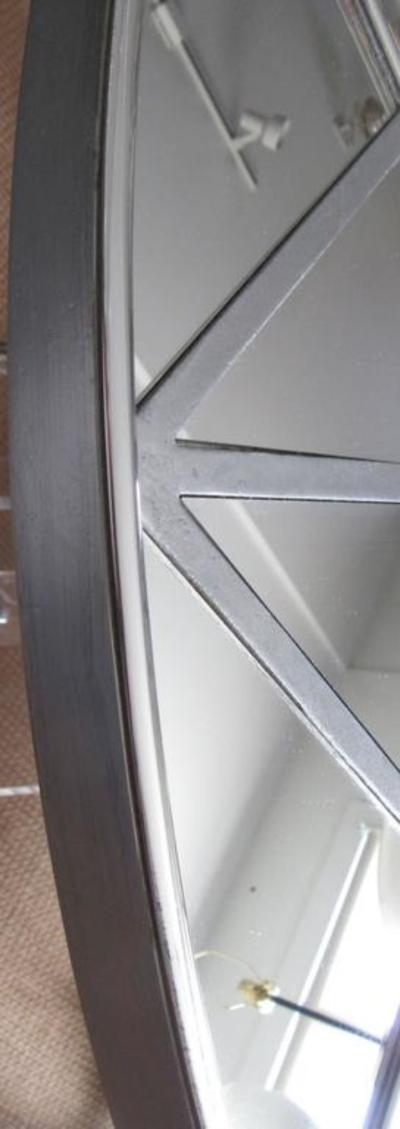 Large Geometric Form Wall Mirror with a Studded Center