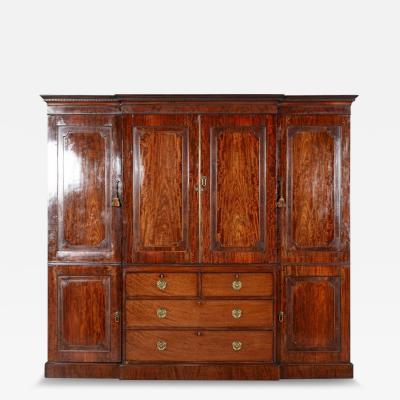 Large Georgian English Mahogany Linen Cupboard